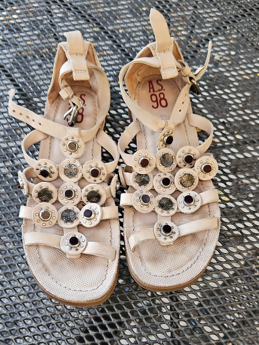 A.S. 98 Gladiator Sandals Buckle Closure Decorative Studs